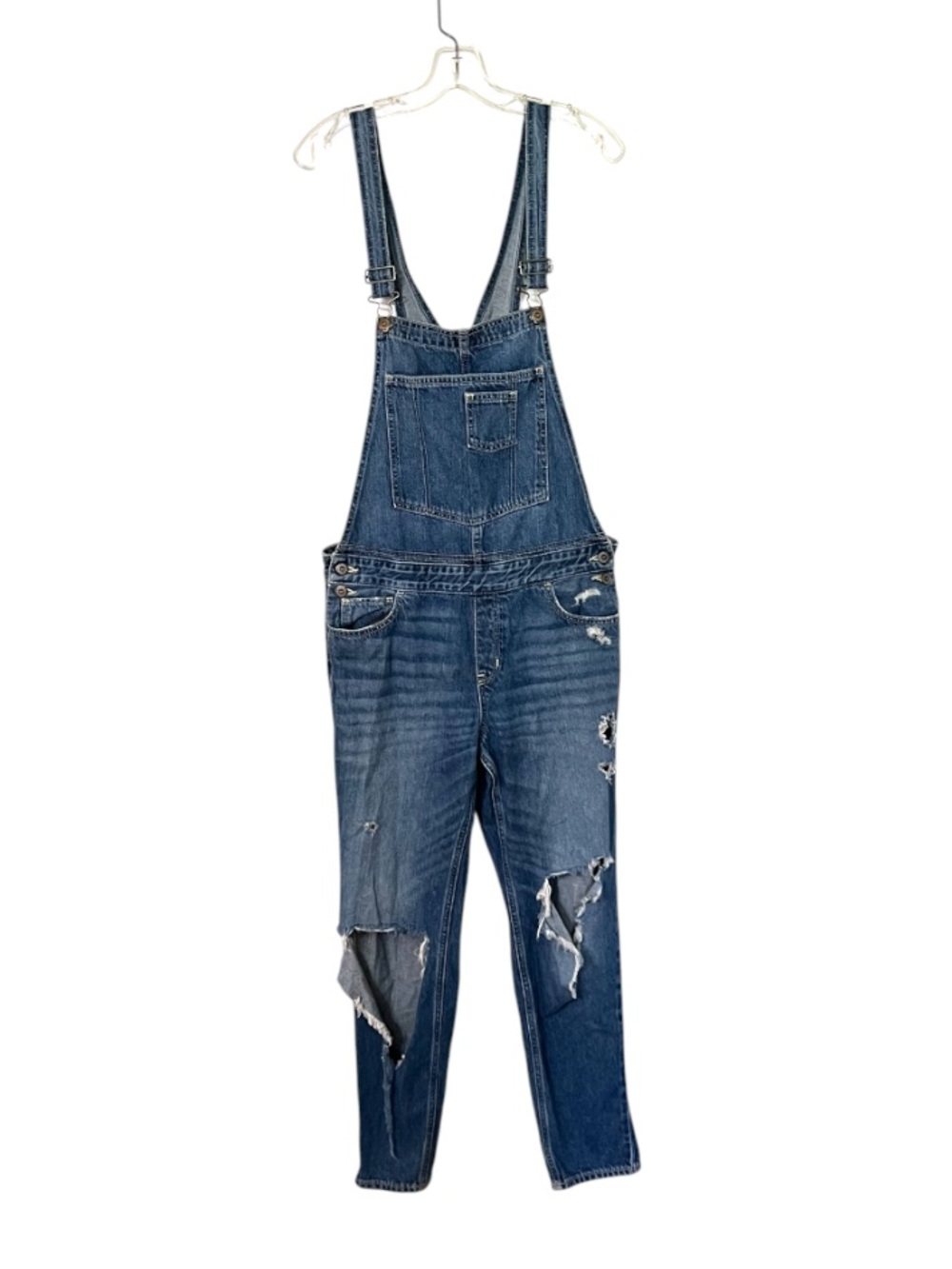 Hollister Distressed Denim Overalls L Y2K Grunge Preppy Carpenter